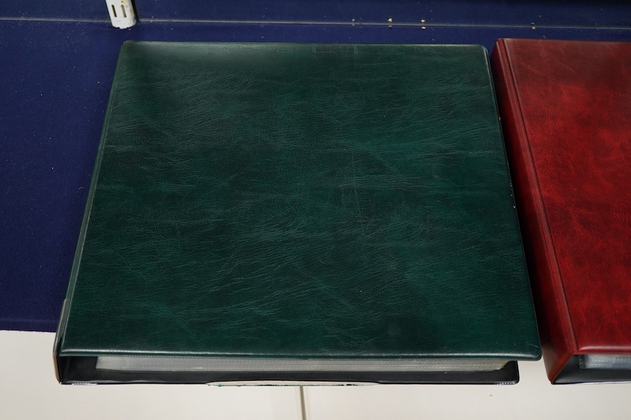 A collection of early 20th century railway related postcards, contained within two modern postcard albums, mainly pre-grouping railway companies including; the GWR, the LNWR, the Caledonian Railway, the Great North of Sc